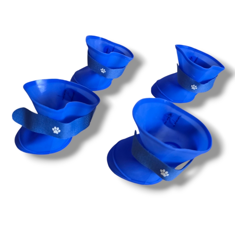 NWOT 🥀 PETSTORE Blue 4 PCS Waterproof Protective Silicone Dog Rain Boots - Picture 6 of 16